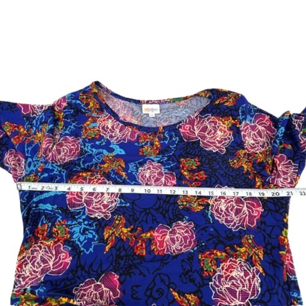 LuLaRoe Gigi Size 2XL T Shirt Top Vibrant Floral Multicolor Flower Blue Purple W - Picture 4 of 5